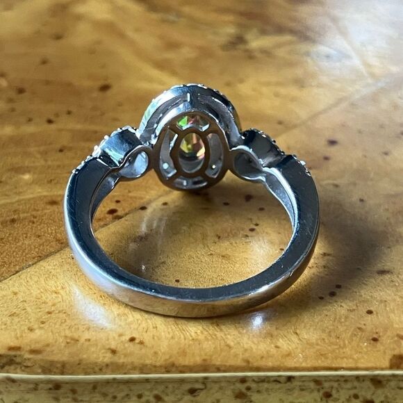 Genuine Orange Mystic Topaz Sterling Silver Halo Ring Discounted Size 6 - Picture 5 of 8